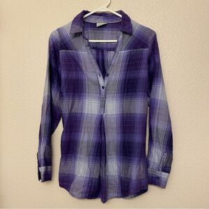COLUMBIA long sleeve Button Cotton plaid purple flannel shirt pullover -S
